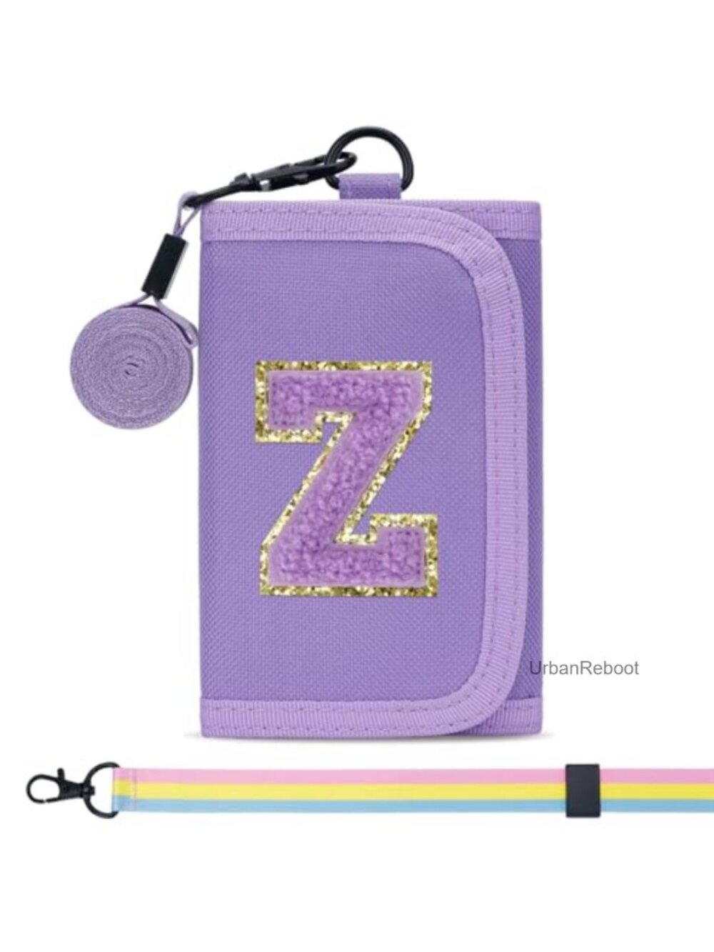 Girls Kids Tri-Fold Wallet Canvas Holiday Gift Purse with Lanyard